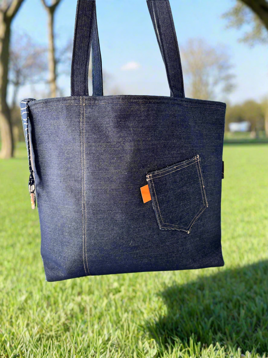 Denim Tote Bag, Handmade Handbag