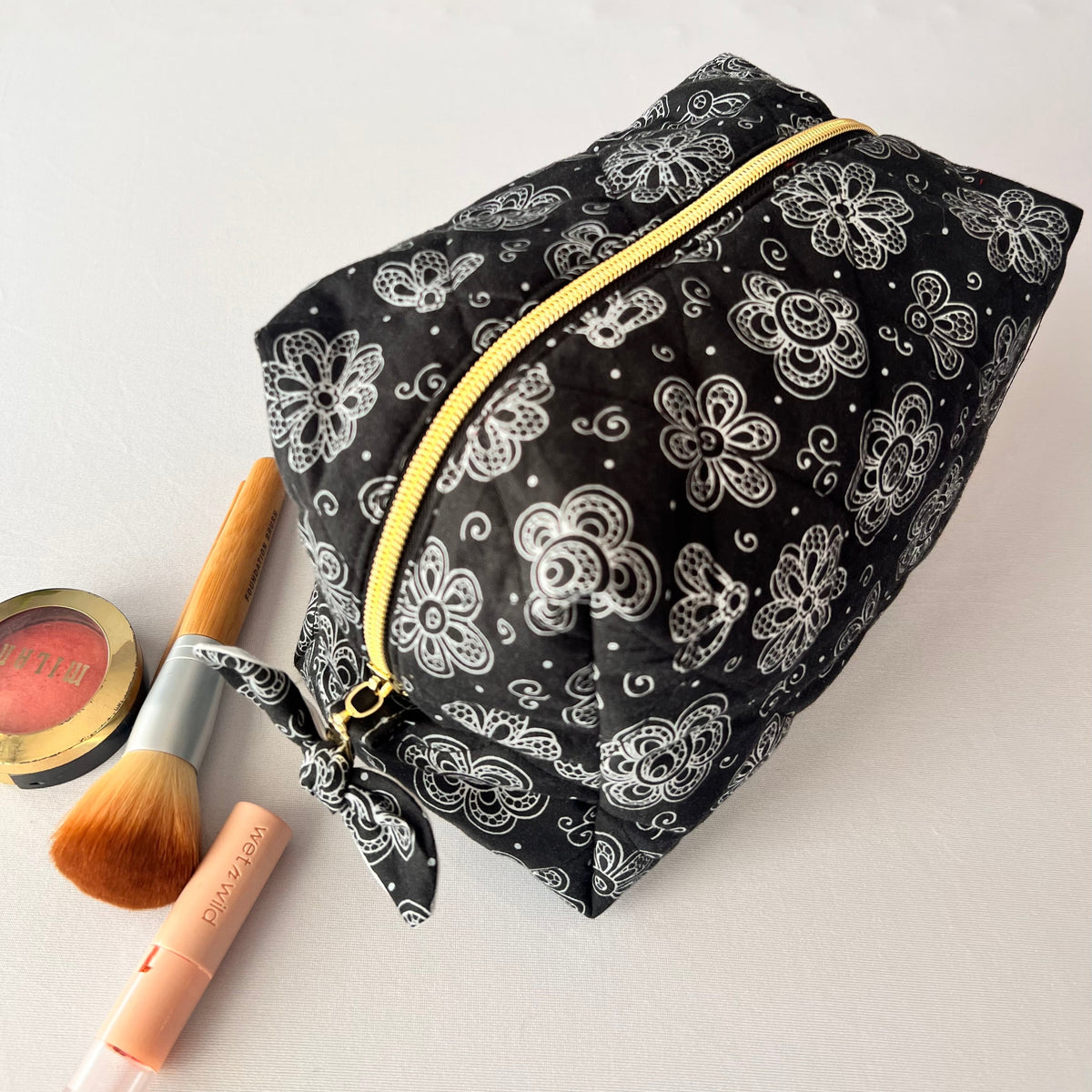 Handmade Black Makeup Bag, Sandiz Handmade Bags