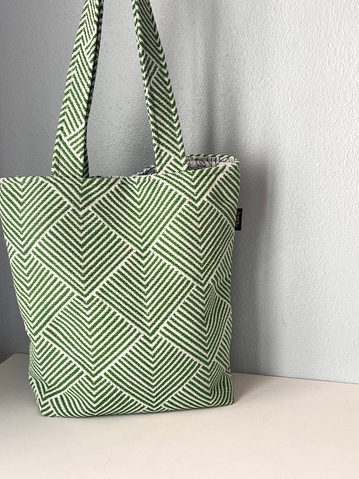 Green Handmade Tote Bag, Green Handbag