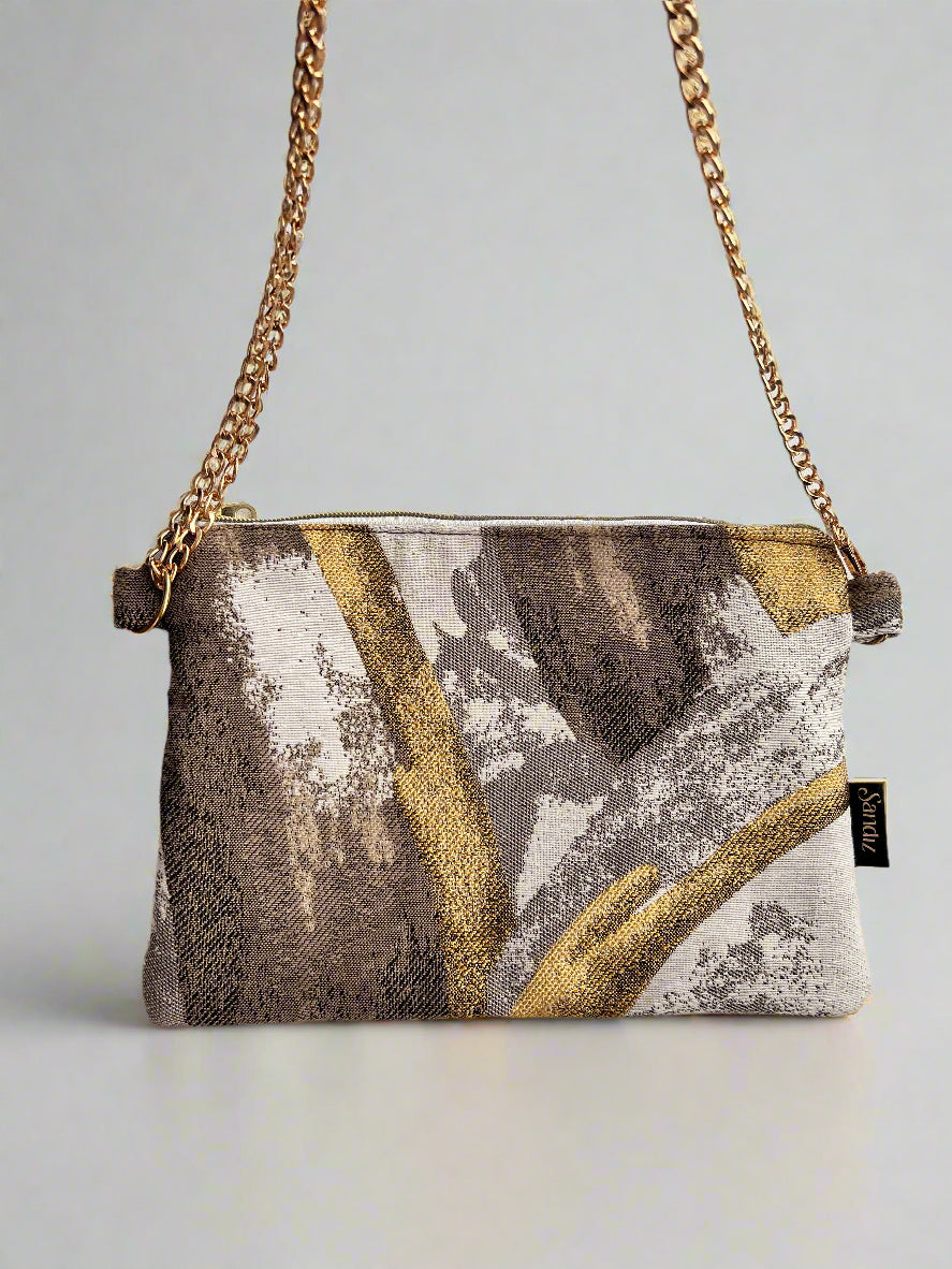 gold clutch bag  gold bag  crossbody bag  brown bag  black and gold bag