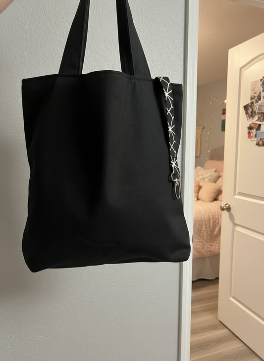 Black Tote Bag Set with Makeup Bag , Sandiz Handmade
