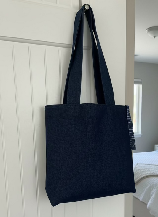 Blue Denim Tote bag Set with Makeup Bag, Handmade Tote Bag, Sandiz Handmade Bags