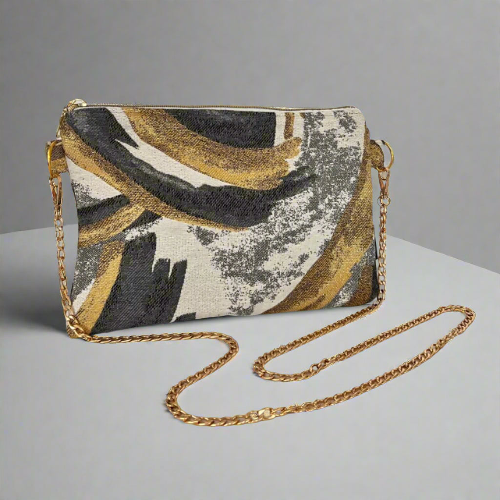 handmade bag  gold clutch bag  gold bag  crossbody bag  black handbag