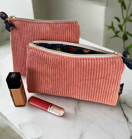 corduroy makeup bag, cute makeup bag, pastel cosmetic bag, makeup bag set, aesthetic pouch, toiletry bag for girls, zipper pouch, kawaii bag, travel makeup kit