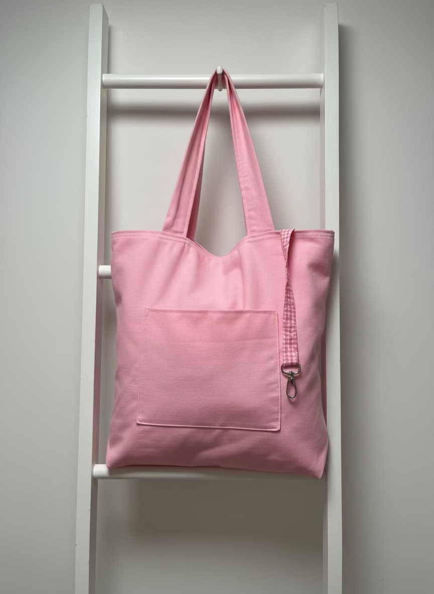 Double Pink Tote bag, Handmade, Sandiz Handmade