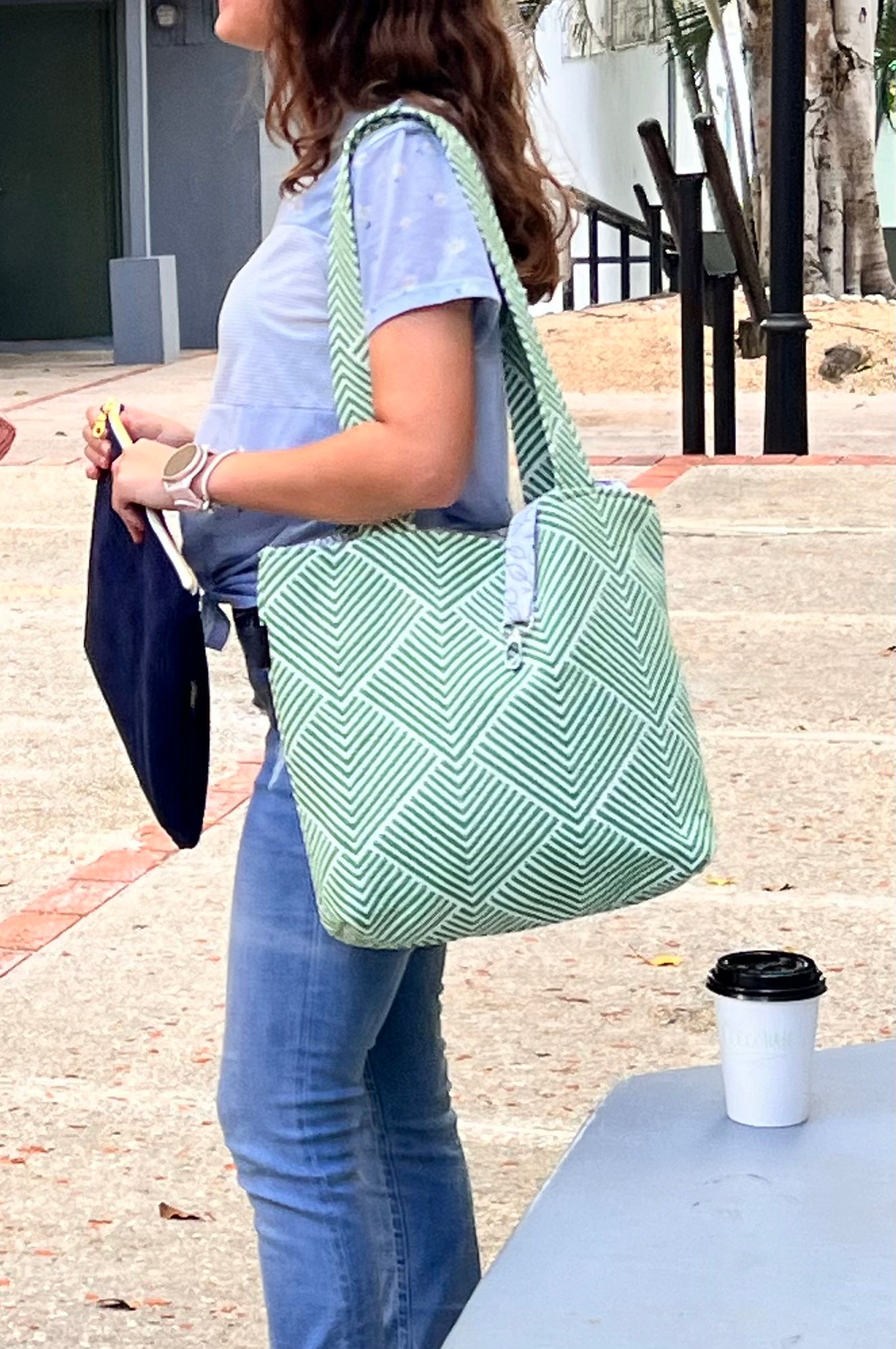 Green Tote Bag, Handmade Bags, sandiz handmade, Puerto Rico