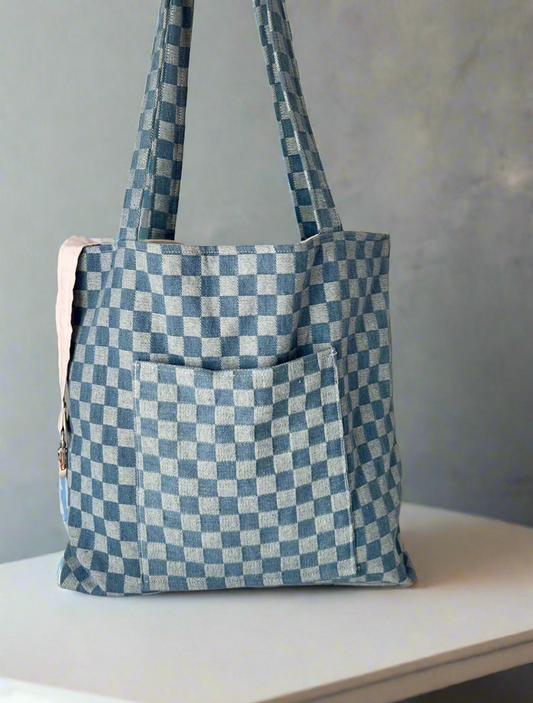 Handmade Checkered Tote Bag, Sandiz Handmade Bags