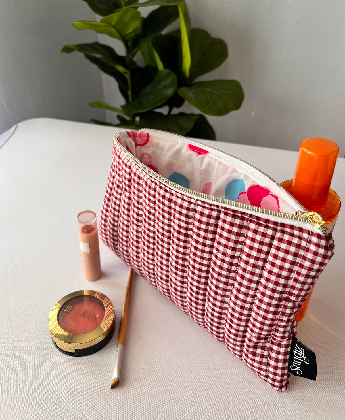 Handmade Makeup Bag, Burgundy, Sandiz Handmade
