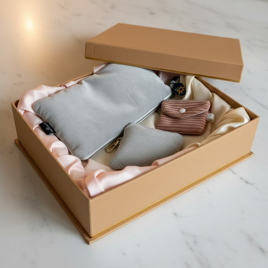 3pcs Her Essentials Kit , Handmade Velvet Set, Gray