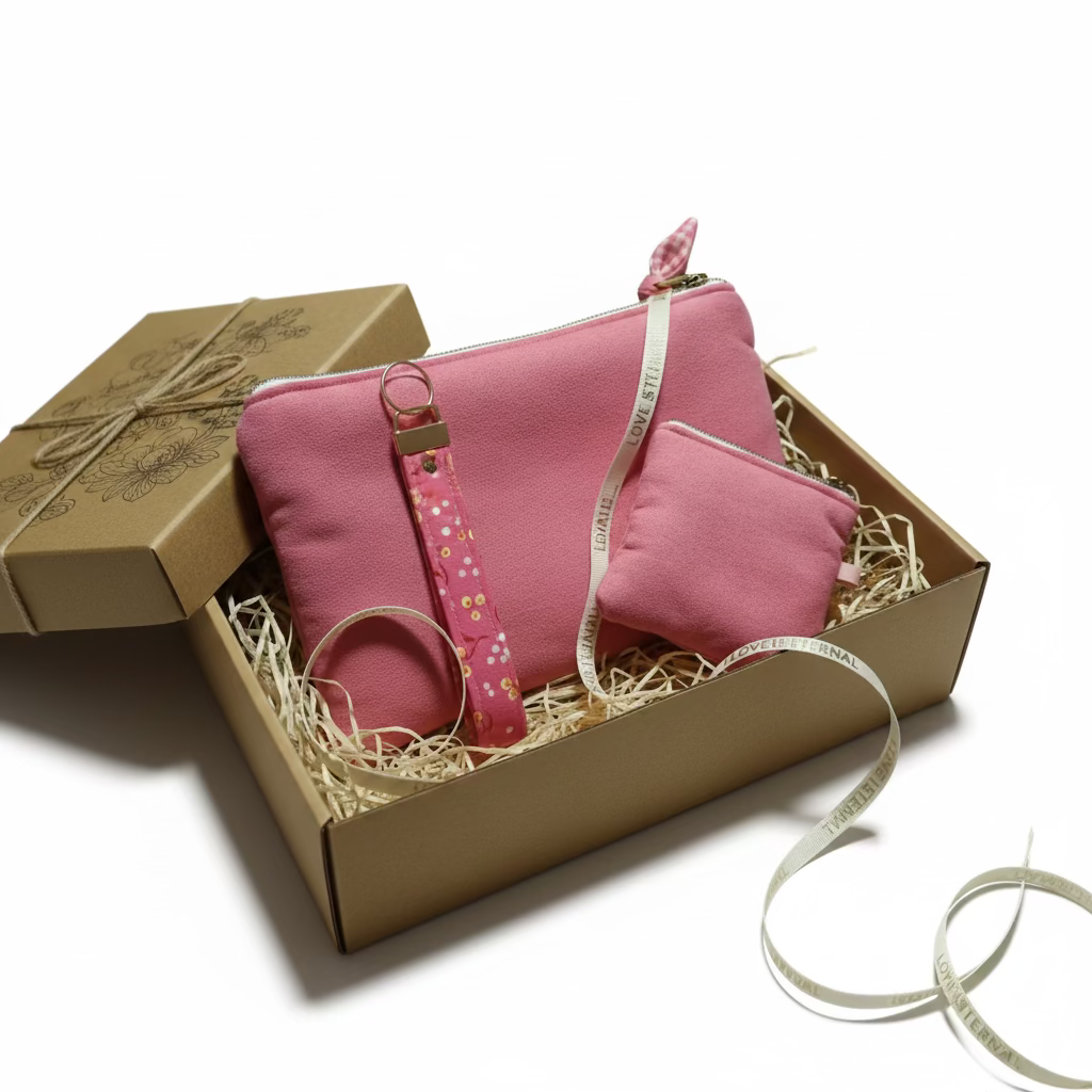 3pcs Her Essentials Kit,  Handmade Velvet Set, Mom Kit, Pink, Handmade