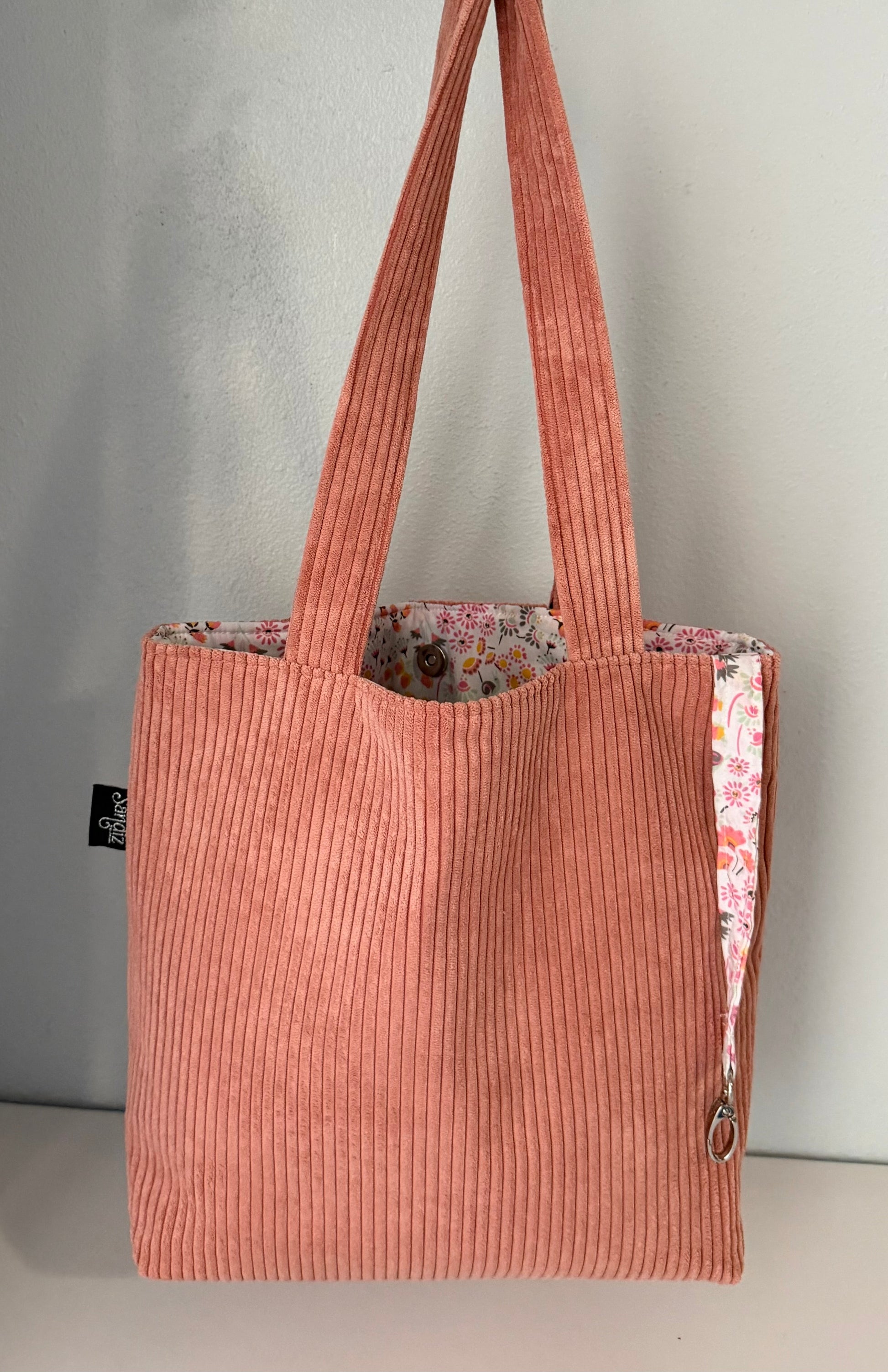 Pink Corduroy Handmade Tote Bags, Sandiz Handmade