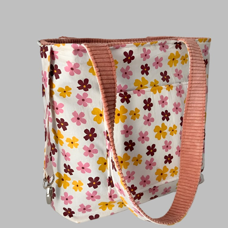 Corduroy Handmade Tote Bag, Reversible, Pink,  Small Handmade Bag, Sandiz 