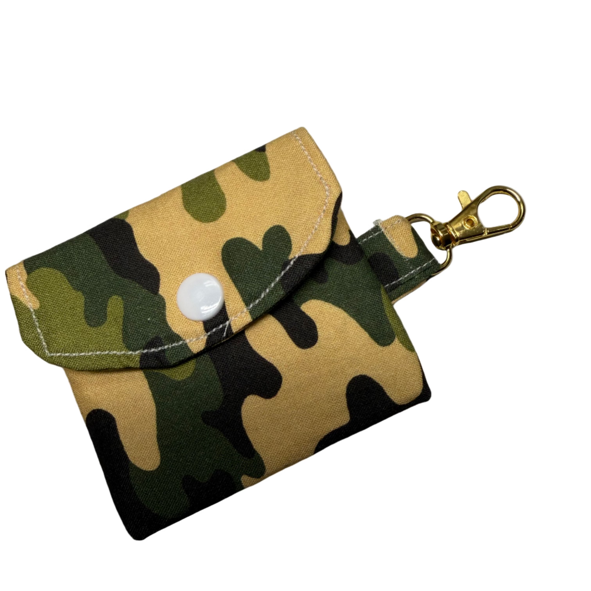 fabric AirPods case with keychain clip