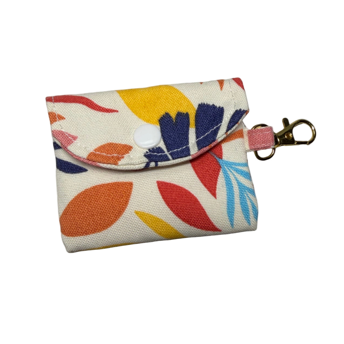 fabric AirPods case with keychain clip