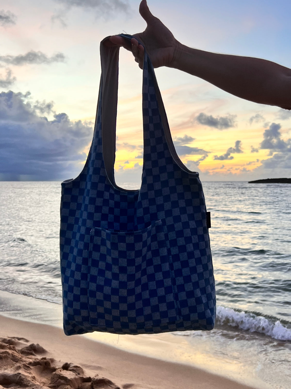 handmade reversible denim tote bag from Puerto Rico