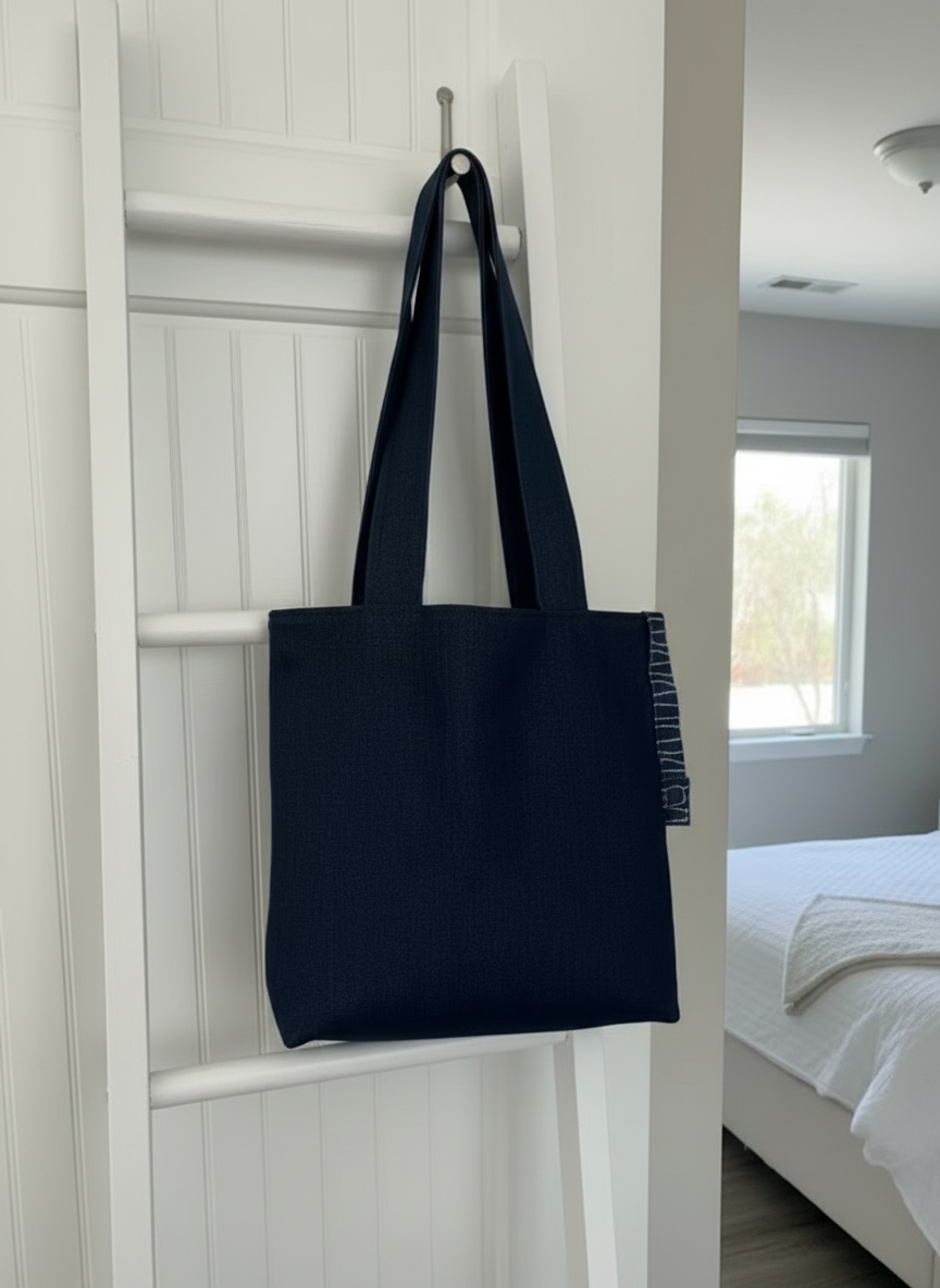 matching denim makeup bag and organizer